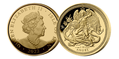 1/10 oz Angel munt met portret van Koningin Elizabeth II