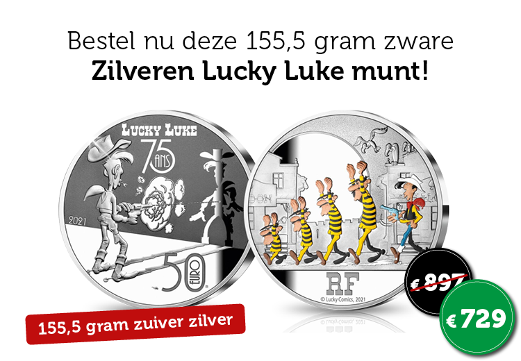 75 jaar Lucky Luke geslagen in maar liefst 155,5 gram zilver!