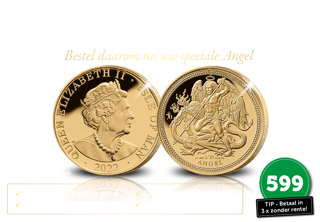 Unicum: 1/10 oz Angel munt 2022 met het portret van Koningin Elizabeth