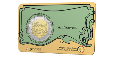 2 Euro munt in coincard Art Nouveau in België Waalse variant