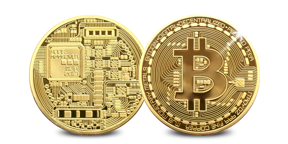 De Bitcoin is de bekendste cryptovaluta, Vergulde Bitcoin token - Verguld  met goud – Het Belgische Munthuis