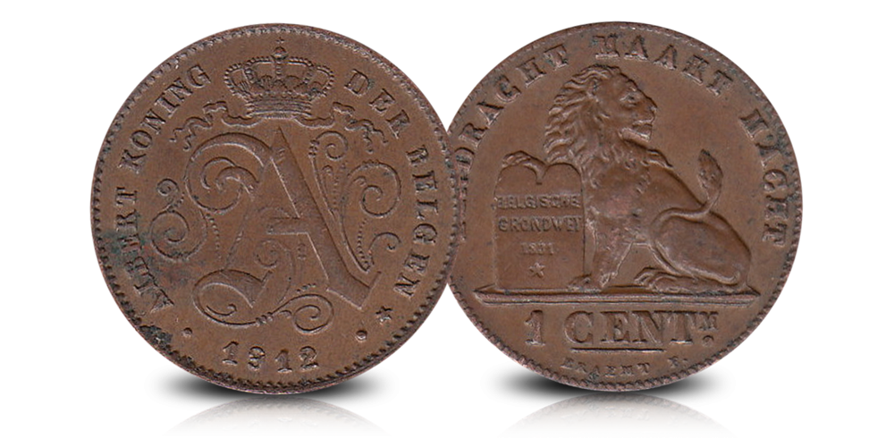 5 centiemen set Albert 1, 1910-1932, 1 centiem