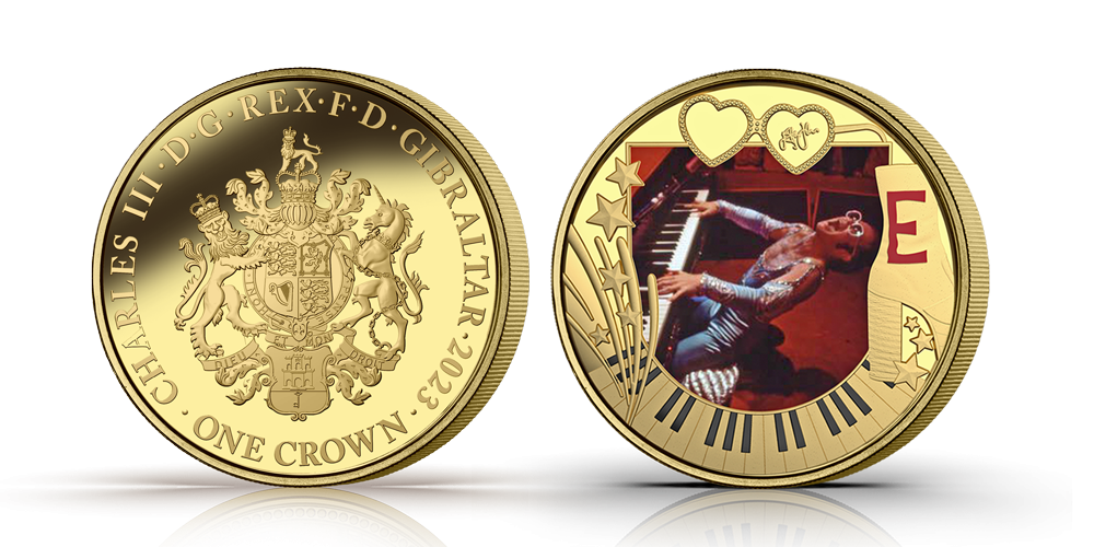 5 kleurrijke goud vergulde Elton John munten eerbetoon aan een muzieklegende!