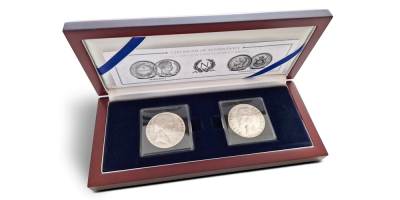 Set van 2 zilveren Napoleon munten