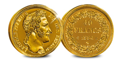 Reproductie van de zeldzaamste Belgische Frank: de 40 Frank uit 1834