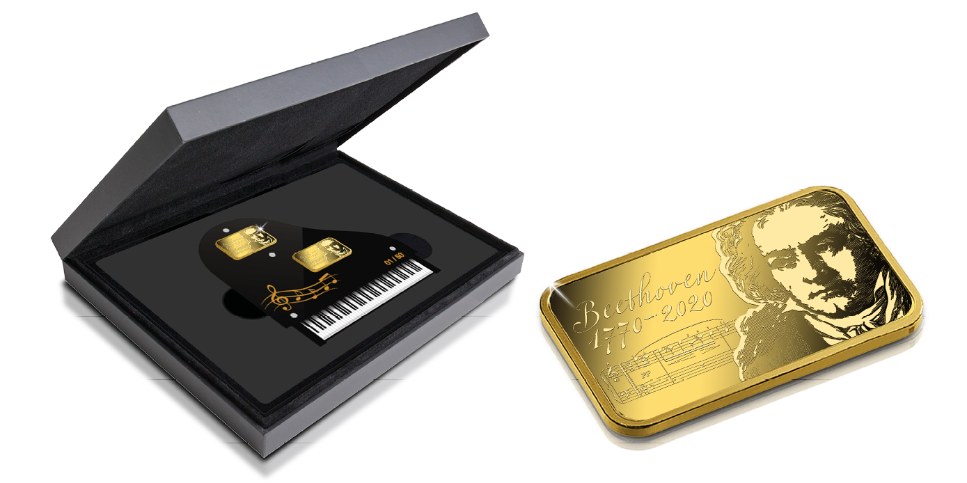 Koop munten online - Goudbaar - Beethoven - 7.5 gram puur goud!