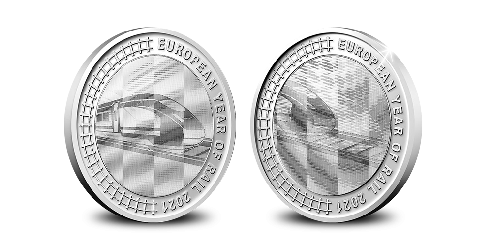 Koop munten online | Belgische Euromunten | Europees jaar van het spoor voorzijde