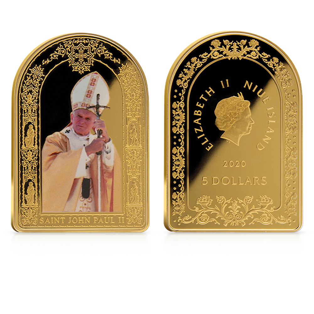 Koop munten online - Vergulde munt - Paus Johannes Paulus - 50 gram voor en keerzijde