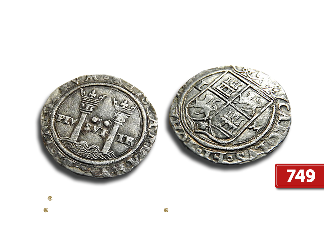 Een bijna 500 jaar oude Zilveren 1 Real geslagen tijdens de heerschappij van Karel V