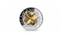 Massief zilveren munt met echt goud vergulde klaver 4