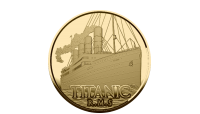 De massief 24-karaats gouden Titanic Munt in het Kleinste Goud!