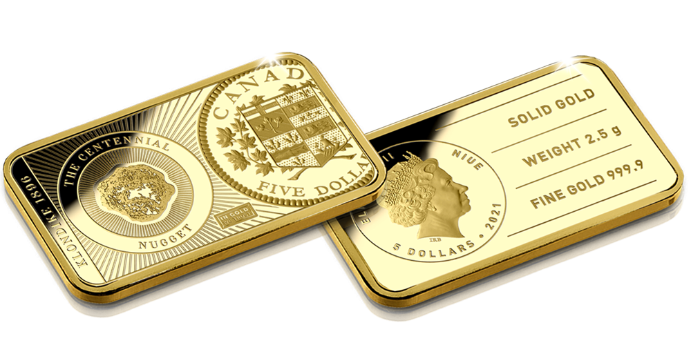 Koop goud online - Klondike goudbaar - puur 24-karaats goud