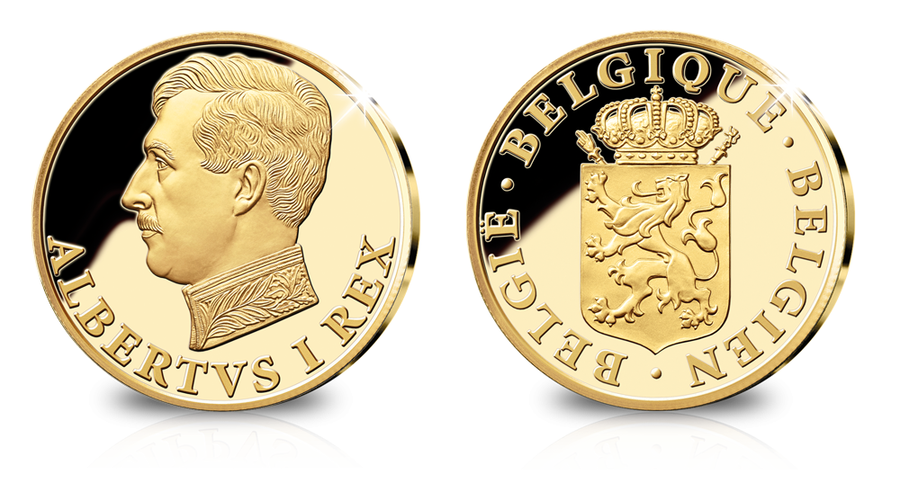 Koning Albert 1 in massief goud - De Koninklijke Stamboom van België in Kleinste Goud