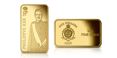 De Gouden bekroning van uw reeks: Officieel eerbetoon aan 10 jaar Koning Filip in 2.5 gram puur goud