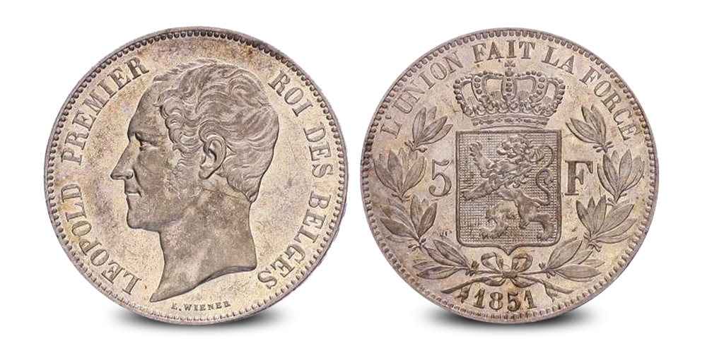 Originele Zilveren 5 Franken set van Leopold I | Type Gelauwerd en Blootshoofd