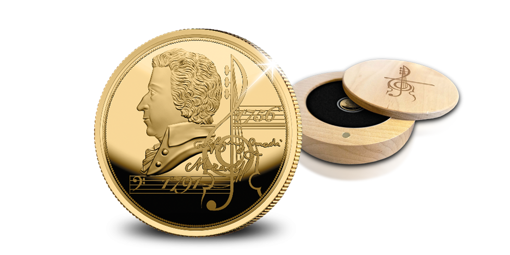 Een waardig eerbetoon aan Mozart in massief 24-karaats goud!