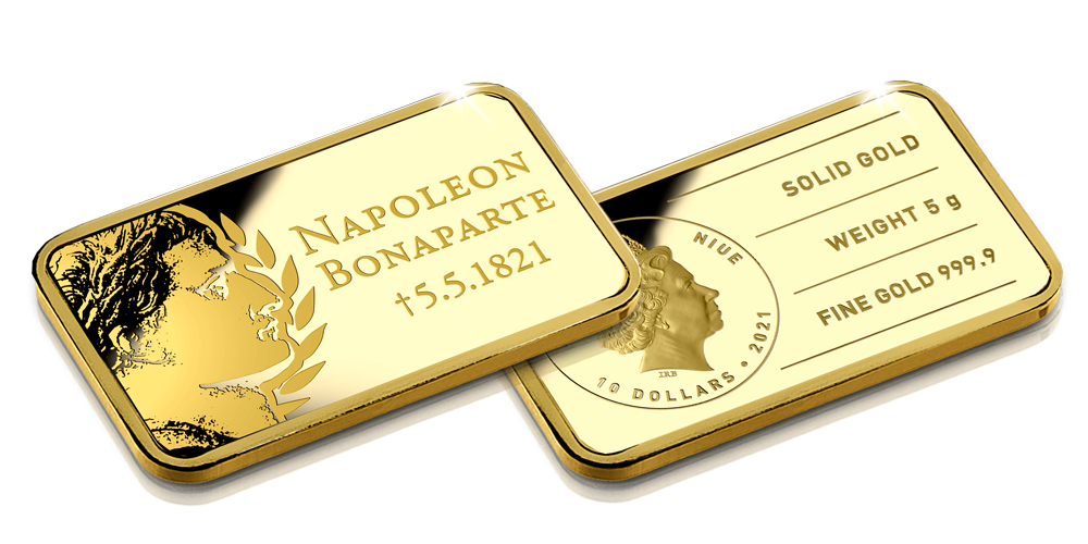 24-karaats goudbaar 200ste sterfdag Napoleon, 5 gram