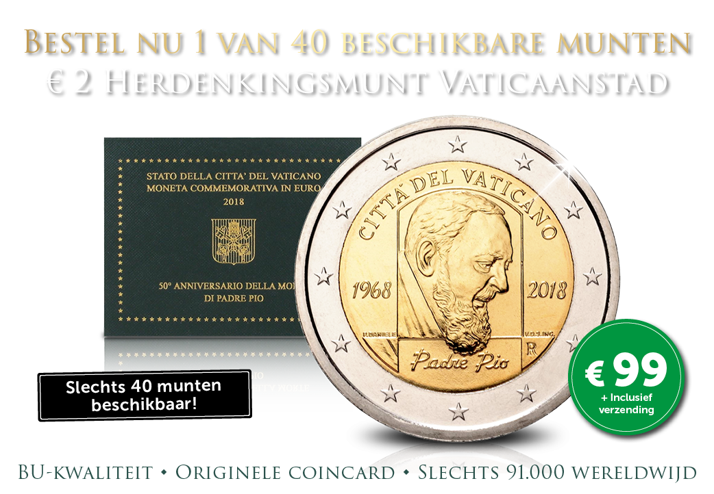 Originele 2 Euro Herdenkingsmunt, Vaticaanstad 2018 ter ere van het “50 jaar dood van Padre Pio” 2018