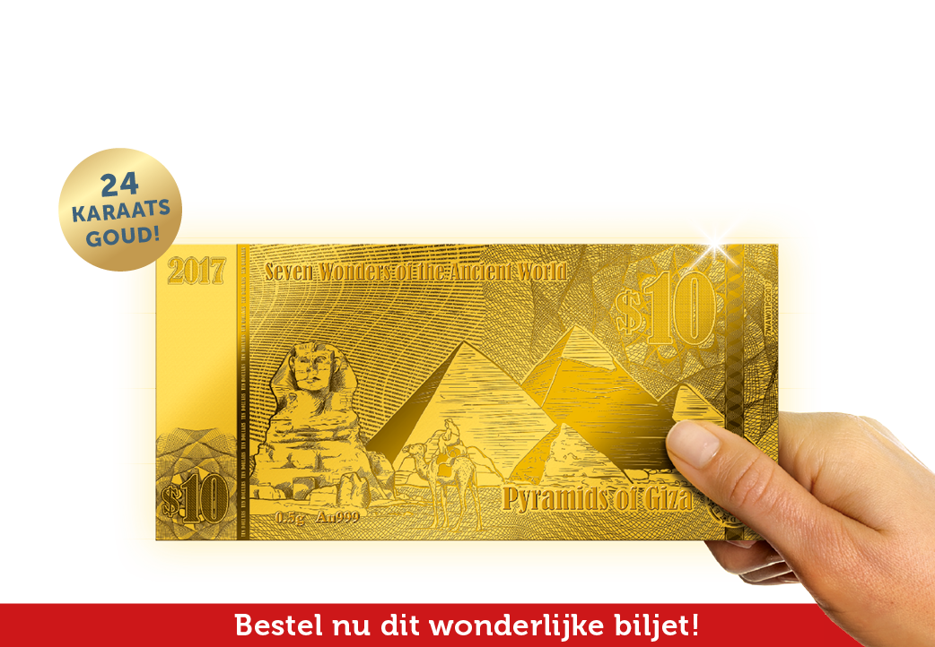 Uniek massief gouden bankbiljet van de Piramides van Gizeh