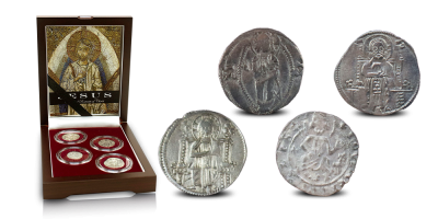 Middeleeuwse portretten van Christus in 4 munten 