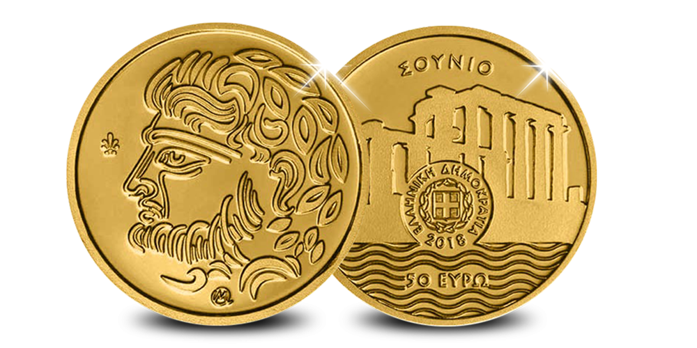 Koop munten online - Euro munt - Tempel van Poseidon - 24-karaats goud