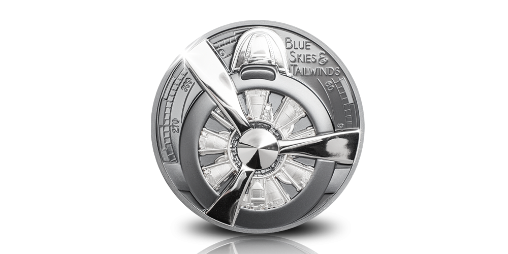 Koop munten online | Zilveren munten | Vliegtuigmunt in ultrahoog reliëf 