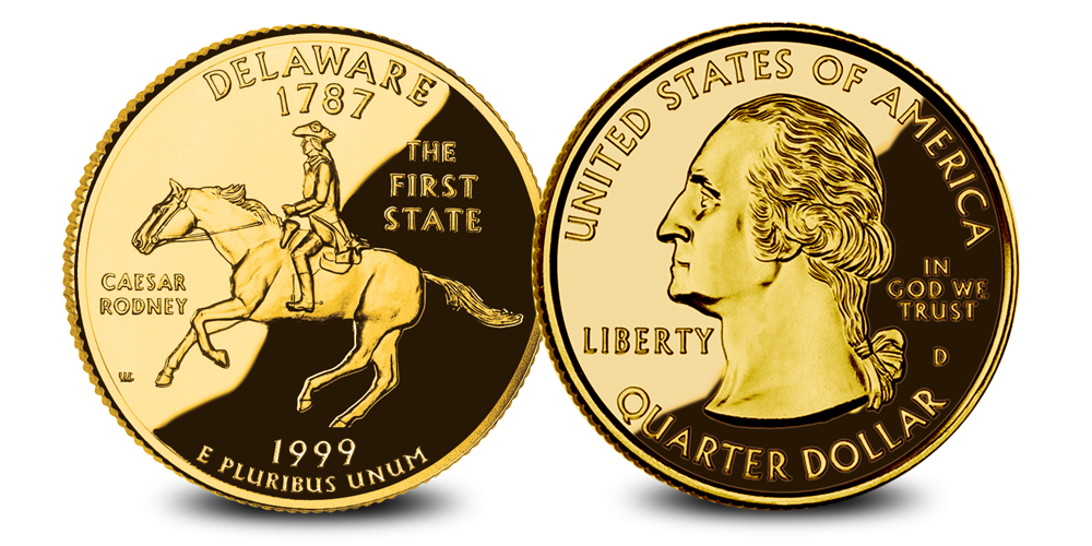 Koop munten online - Amerikaanse dollars - Complete state quarters set Delaware voor en keerzijde