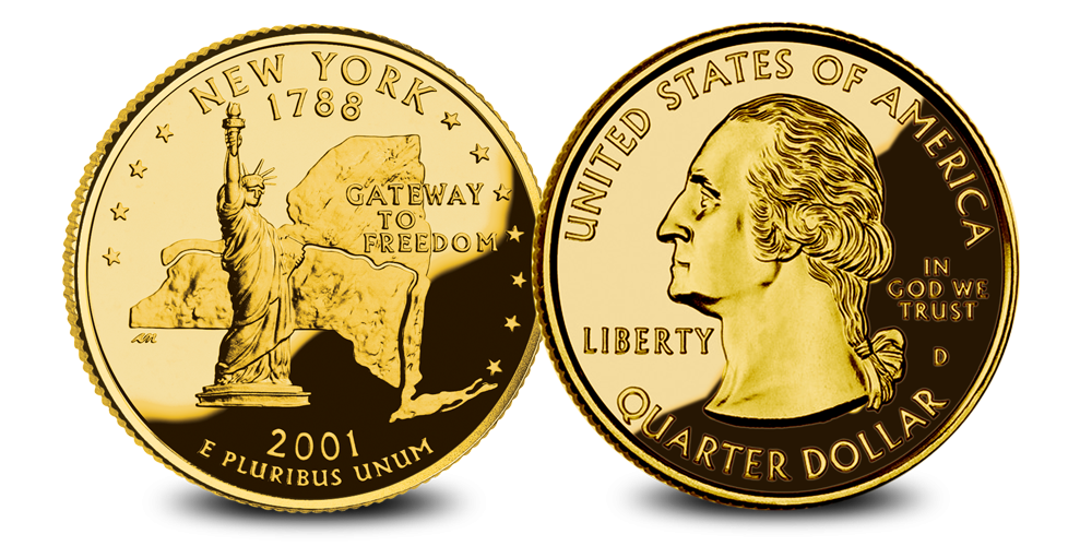 Originele U.S. State Dollars New-York-voorz-en-keerz