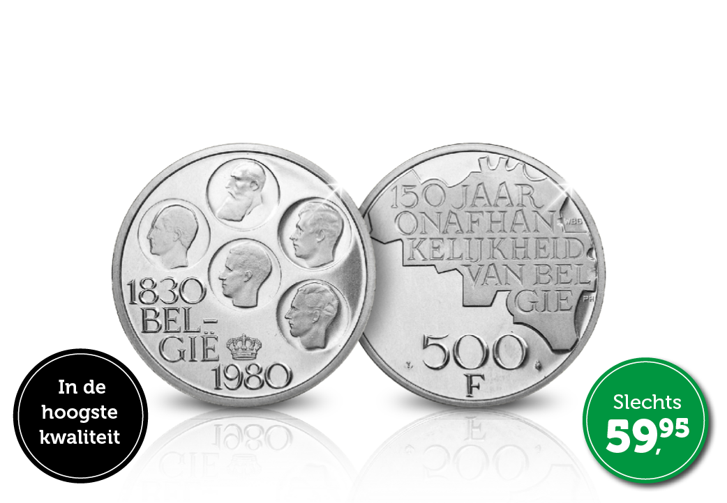 Originele zilveren 500 Frank munt ter ere van 150 jaar onafhankelijkheid