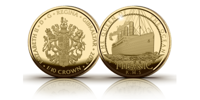 De Massief gouden 1/10 Oz Titanic munt 