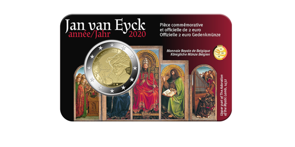 Een officiele Belgische 2 Euro Herdenkingsmunt ter ere van Jan van Eyck