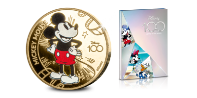 Limited edition: Goud vergulde Mickey Mouse munt in kleur