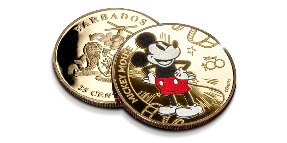 Limited edition: Vergulde Mickey Mouse munt