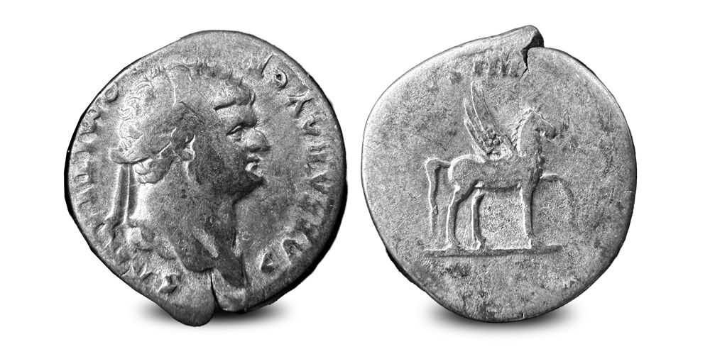 Eeuwenoude zilveren denarius van de Keizer Vespasianus