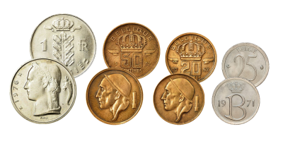 Vier historische Belgische munten