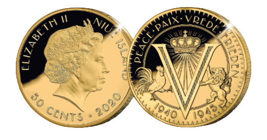   Goud vergulde 75 jaar vrijheid munt