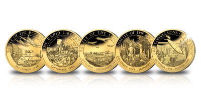 6-delige set 24-karaats goud vergulde munten 