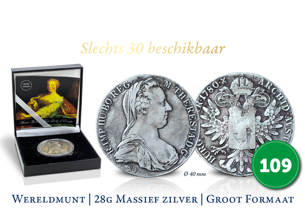 Prachtige massief zilveren wereldmunt van Maria Theresia